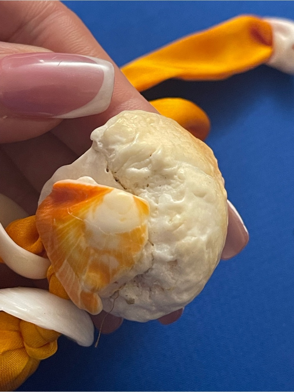 Handmade Seashell Necklace with Orange Accents